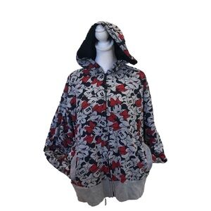 Disney Store Sz XL Minnie Mouse zip front hoodie. Gray Disney cartoon character